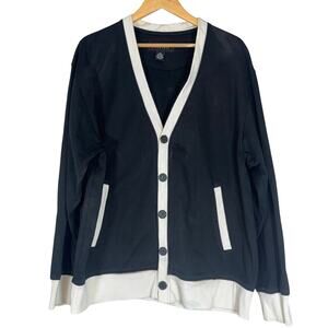 Vintage Black White Cardigan Sweaters Womens 3XL Plus Size Prep Classic Heritage